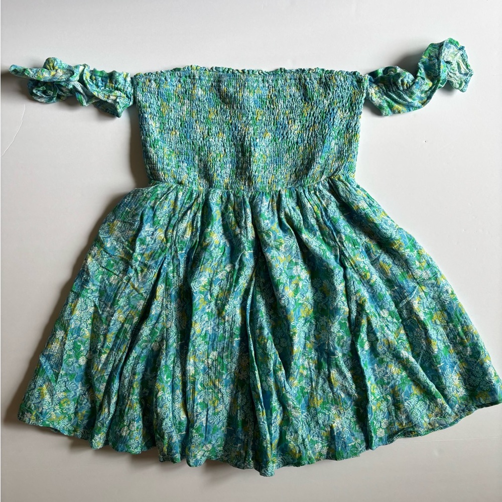American Eagle Outfitters Blue Ruffled Mini Dress